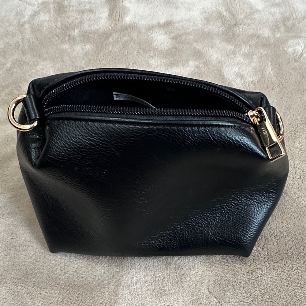 Anthropologie Black Cosmetic Bag with Gold Accents